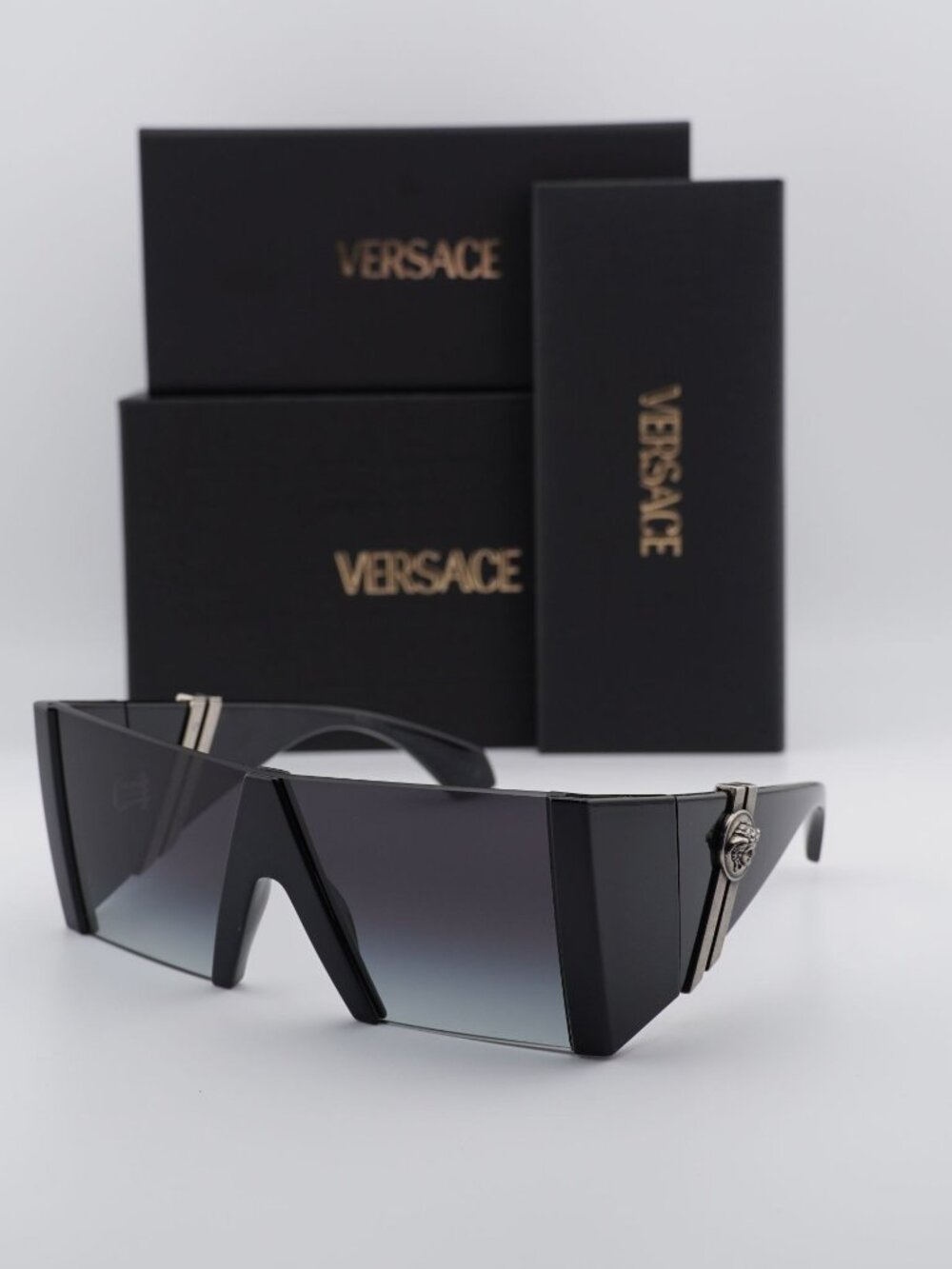 Versace VE4515 GB1/8G Shield Sunglasses – Black/Grey Gradient